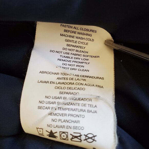 FREE TECH Hooded Jacket Coat Men's L Blue Quilt Lining Full Zip Placket Pocket - Picture 11 of 12